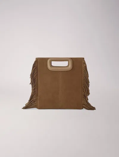 Maje Woman's Polyester Leather: Fringed M Bag In Suede For Fall/winter In Camel