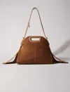 Maje Suede Miss M Bag In Camel