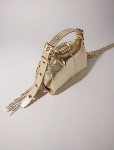 Maje Metallic Leather Miss M Mini Bag In Gold