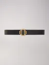 Maje Leather Belt With Clover Logo In Black