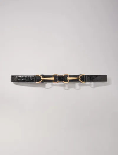 Maje Leather Belt With Horse Bit Buckle In Black