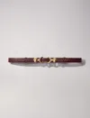 Maje Amor Croc Embossed Belt In Burgundy /