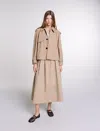 Maje Short Studded Trench Coat In Beige