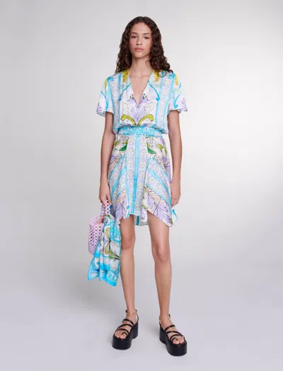 Maje Short Satin-effect Print Dress In Mosaic Print /