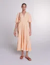 Maje Woman's Polyester Buttons: Pleated Maxi Dress For Spring/summer In Pale Orange /