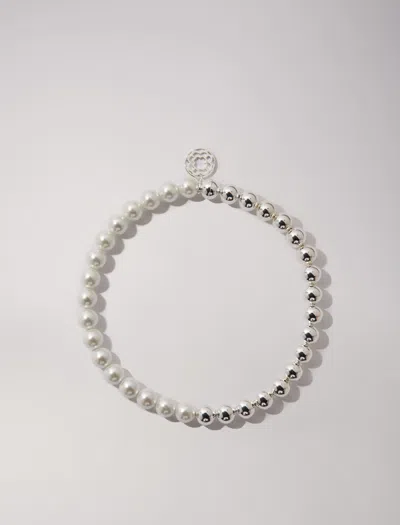 Maje Mixed Pearl Choker Necklace In Silver