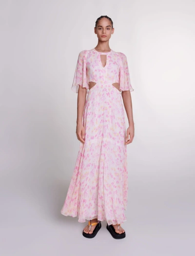 Maje Floral Print Maxi Dress In Print Sunny Flower Pink /