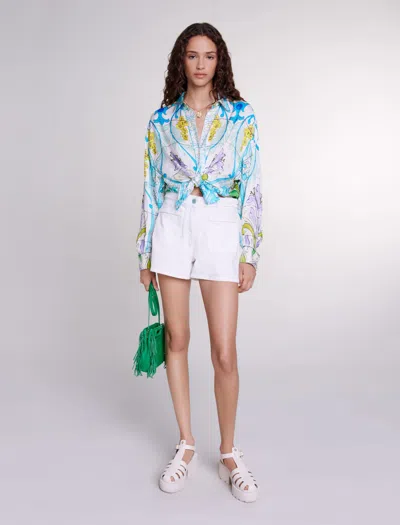 Maje Denim Shorts In White