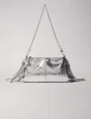 Maje Miss M Metallic Leather Pouch In Silver