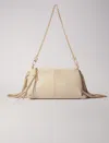 Maje Miss M Plain Leather Clutch Bag In Vanilla Ecru /