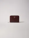 Maje Crackled Leather Wallet In Burgundy /