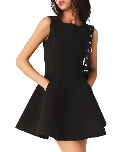 Maje Skater Dress With Embellished Back Bows In Black