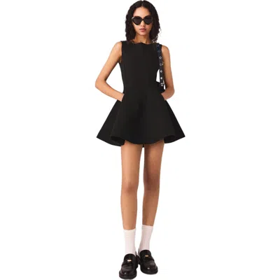 Maje Skater Dress With Jewelled Bows In Black