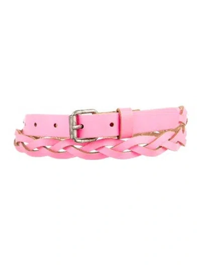 Pre-owned Maje Skinny Braided Accents Belt In Pink