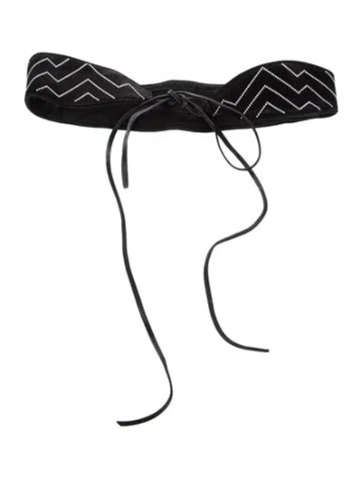 Pre-owned Maje Skinny Canvas Belt In Black