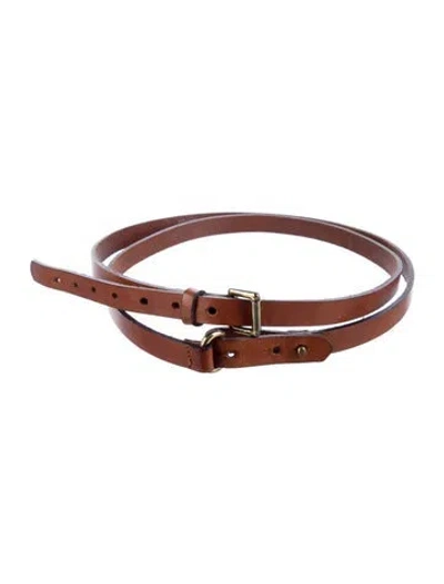 Pre-owned Maje Skinny Leather Belt In Brown