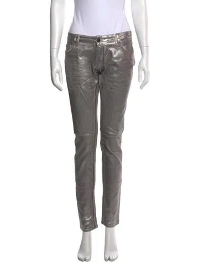 Pre-owned Maje Skinny Leg Pants In Silver