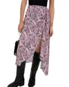 Maje Printed Viscose Asymmetric Skirt