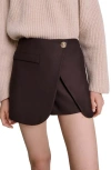 Maje Womens Bruns Button-embellished High-rise Wrap Stretch-knit Mini Skirt In Brown