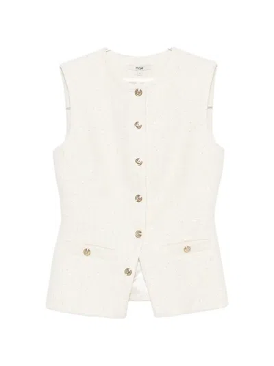Maje Sleeveless Button-front Top In White
