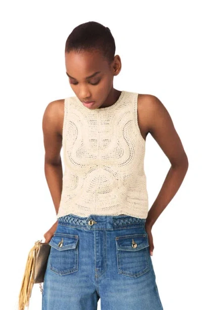 Maje Sleeveless Crochet Knit Top In Neutral