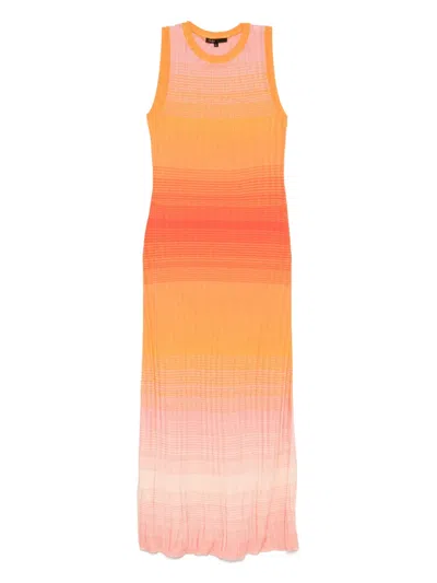 Maje Rirano Ribbed Maxi Dress In Orange