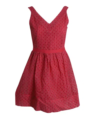 Maje Sleeveless Eyelet Mini Dress In Pink Cotton