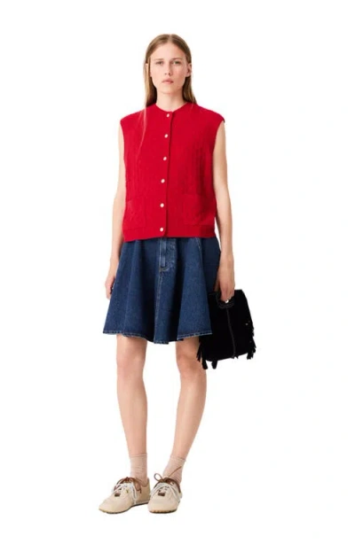 Maje Sleeveless Knit Top In Red