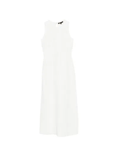 Maje Sleeveless Midi Dress In White