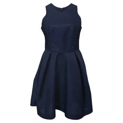 Maje Sleeveless Pleated Mini Dress In Navy Blue Polyester