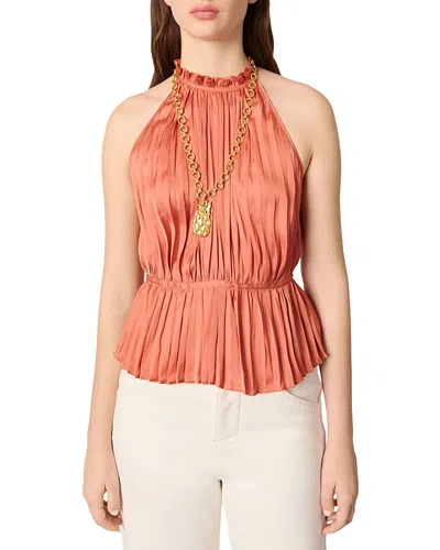 MAJE SLEEVELESS PLEATED TIE BACK TOP