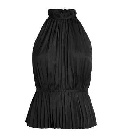 Maje Sleeveless Pleated Top In Black