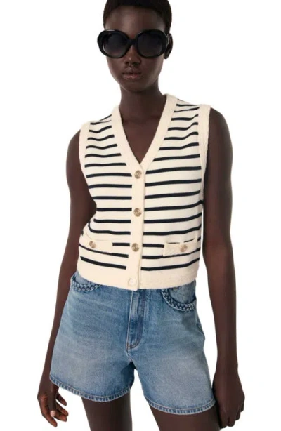 Maje Sleeveless Striped Cardigan