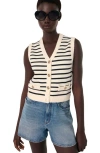 Maje Sleeveless Striped Cardigan In Neutral