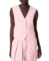 Maje Womens V-neck Woven Waistcoat Roses In Pink