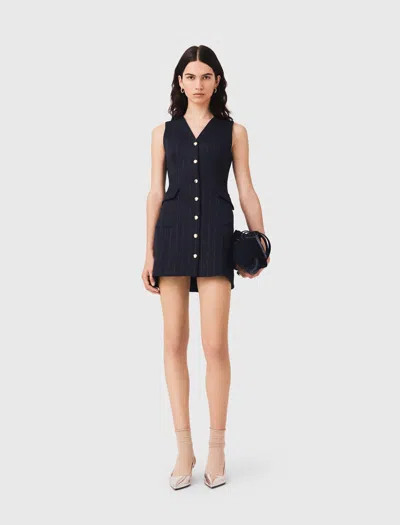 Maje Sleeveless Tailored Lurex Dress In Black