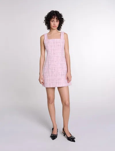 Maje Ribalonia Tweed Mini Dress In Pink