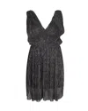 Maje Sleeveless V-neck Romper In Metallic Black Polyester In Black