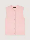 Maje Sleeveless Wool Cardigan In Pink