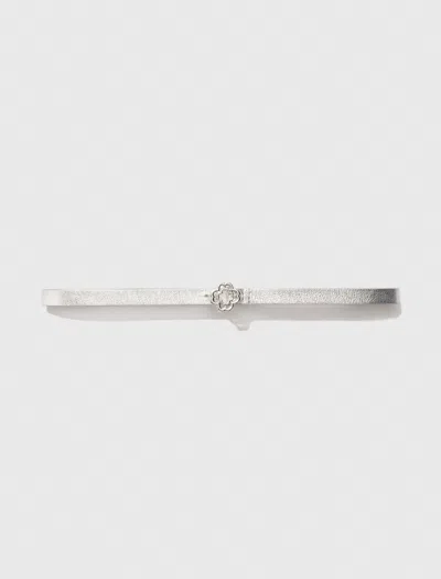 Maje Slim Belt With Clover Buckle In Silver