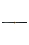 Maje Mini Moon Narrow Leather Belt In Black
