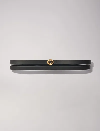 Maje Slim Double Leather Belt For Fall/winter In Black
