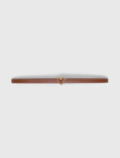 Maje Slim Heart Belt In Brown