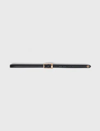 Maje Slim Leather Belt In Black