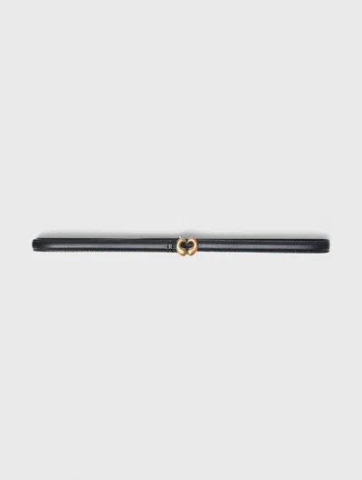 Maje Slim Leather Belt In Black