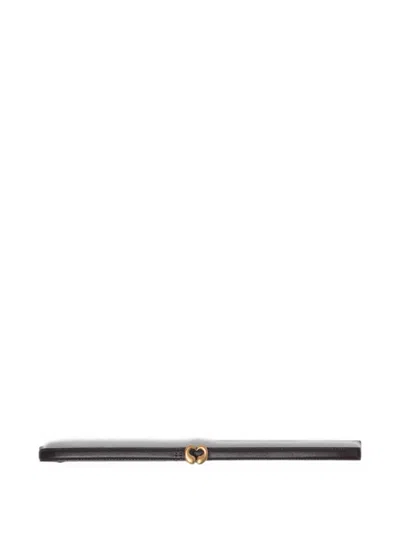 Maje Slim Leather Belt In Braun