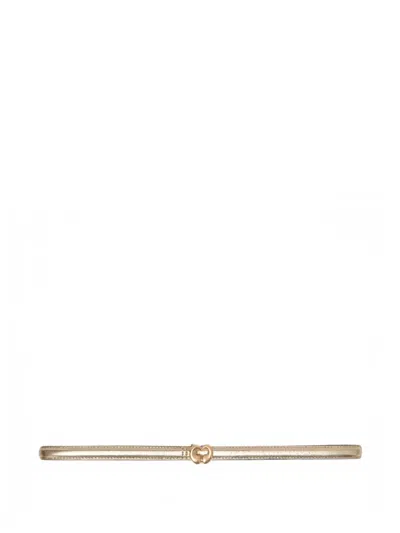 Maje Slim Metallic Leather Belt In Gold