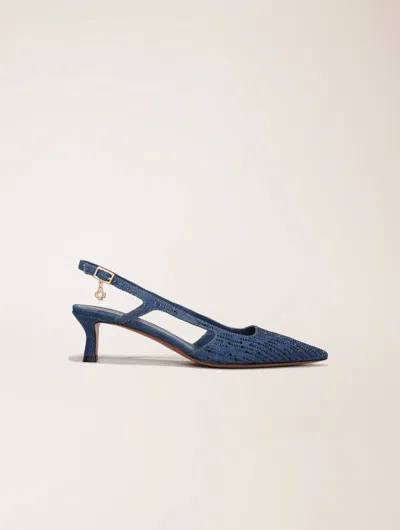 Maje Slingback Pump In Rhinestone Denim In Blue
