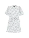 Maje Short Patterned Linen-blend Dress In White