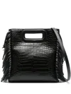 Maje M Embossed-crocodile Tote Bag In 黑色